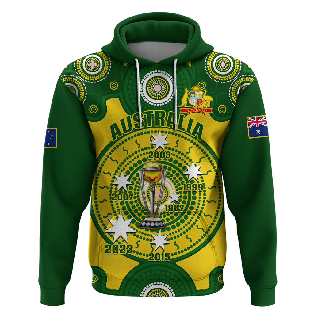 Personalised Australia Cricket Hoodie 2023 World Cup 6th Champions Trophy National Color - Wonder Print Shop