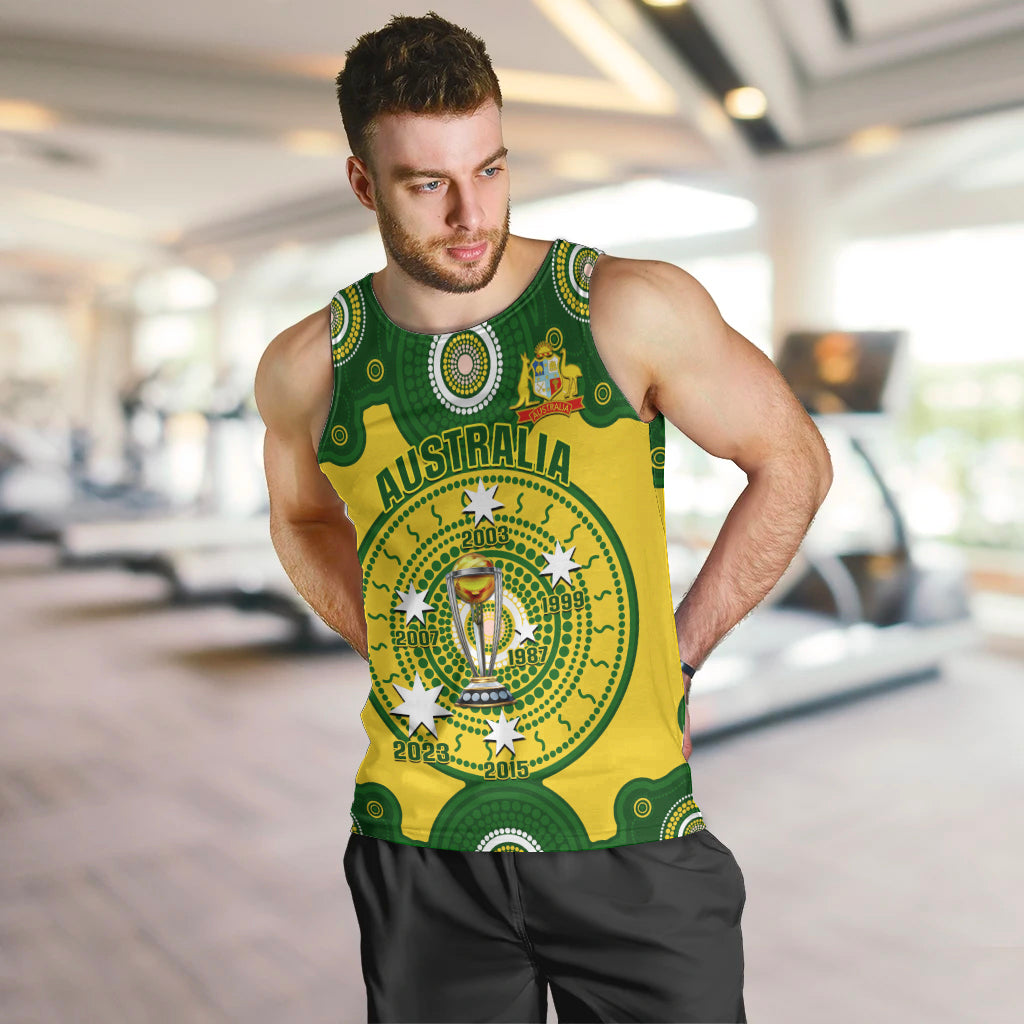 Personalised Australia Cricket Men Tank Top 2023 World Cup 6th Champions Trophy National Color - Wonder Print Shop