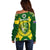 Personalised Australia Cricket Off Shoulder Sweater 2023 World Cup 6th Champions Trophy National Color - Wonder Print Shop