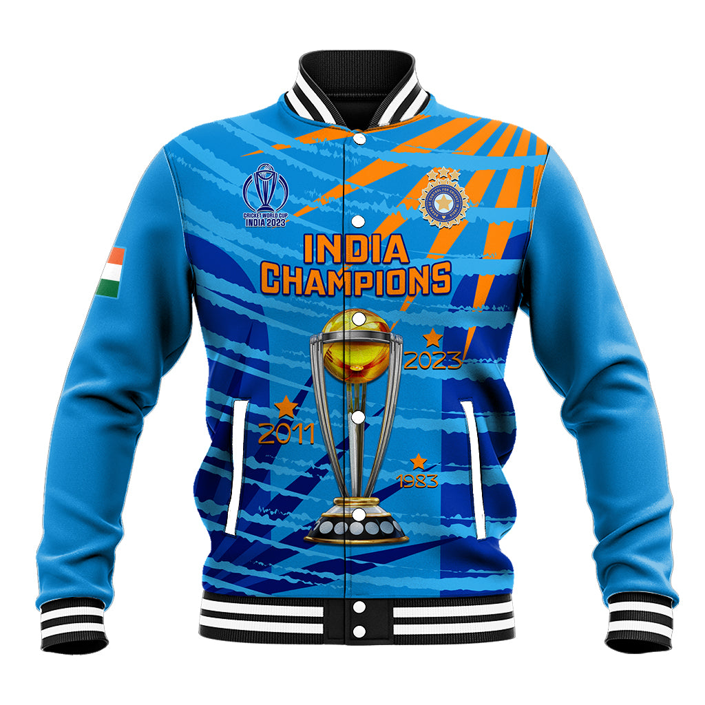 Custom India Cricket Baseball Jacket 2023 World Cup 3rd Champions Proud - Wonder Print Shop