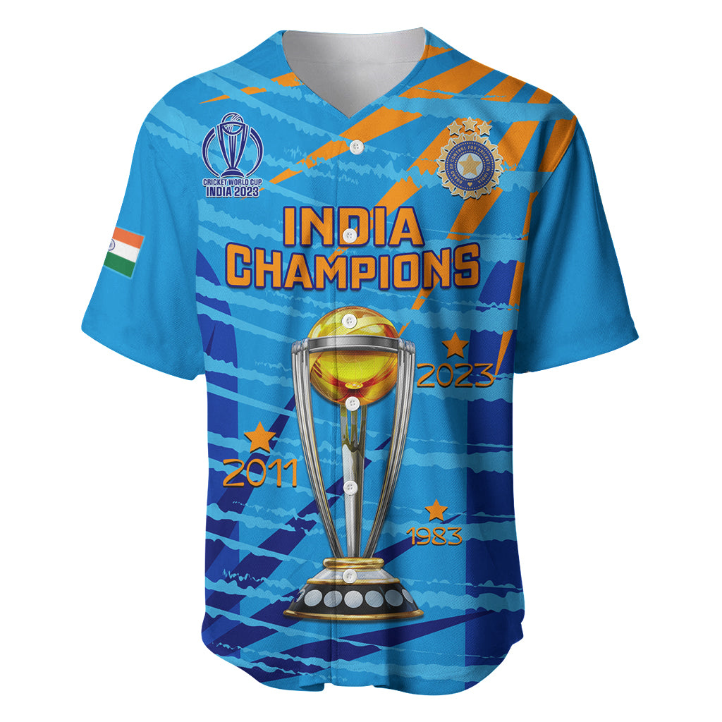 Custom India Cricket Baseball Jersey 2023 World Cup 3rd Champions Proud - Wonder Print Shop