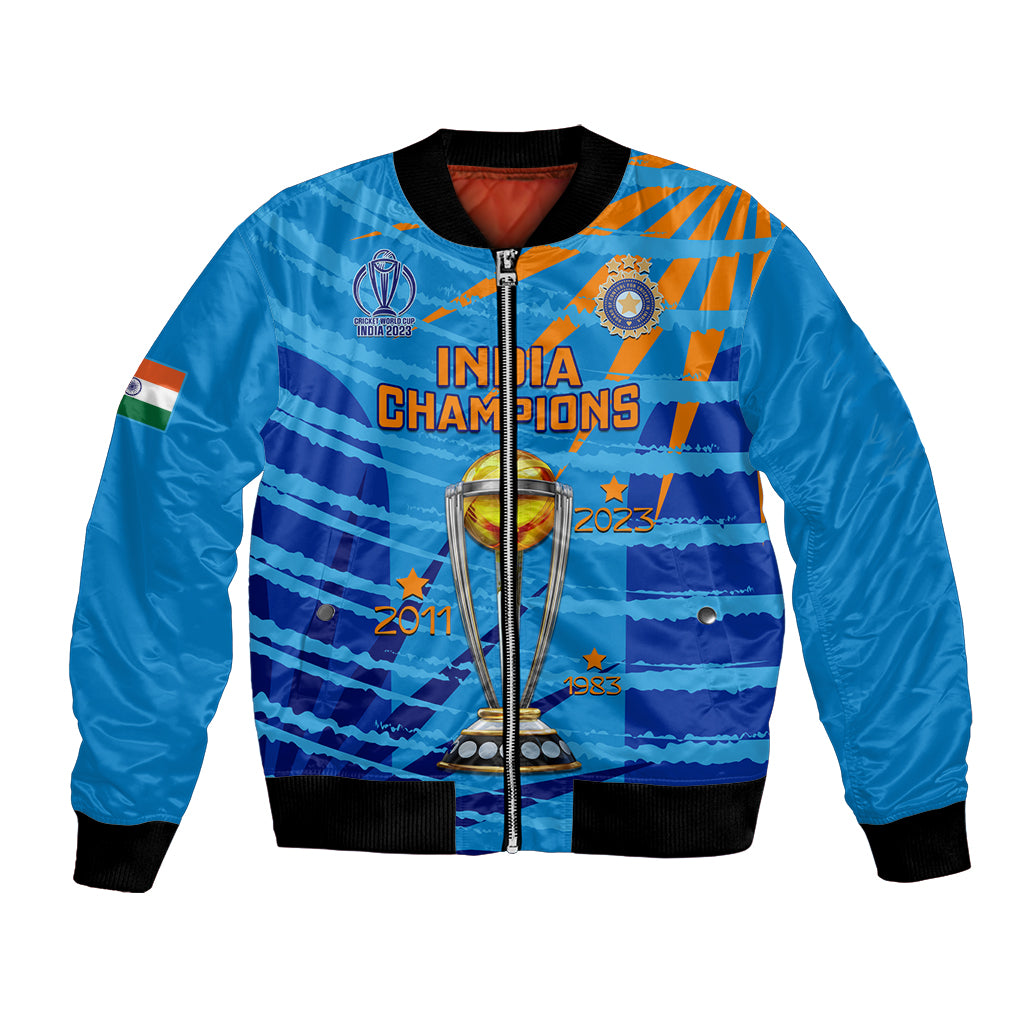 Custom India Cricket Bomber Jacket 2023 World Cup 3rd Champions Proud - Wonder Print Shop