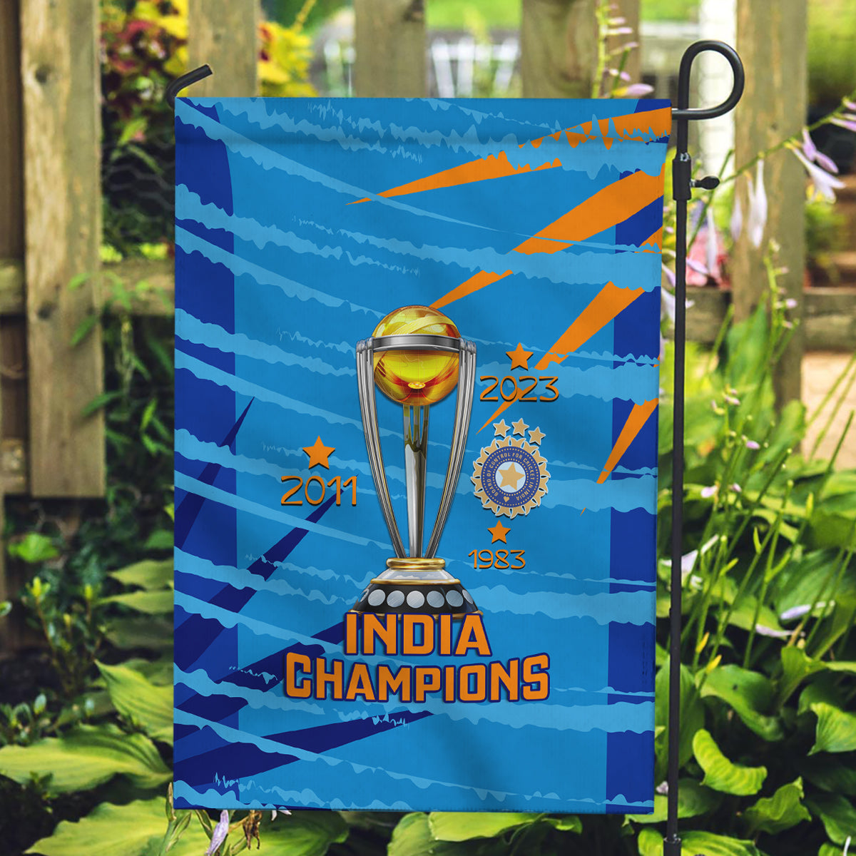 Custom India Cricket Garden Flag 2023 World Cup 3rd Champions Proud - Wonder Print Shop