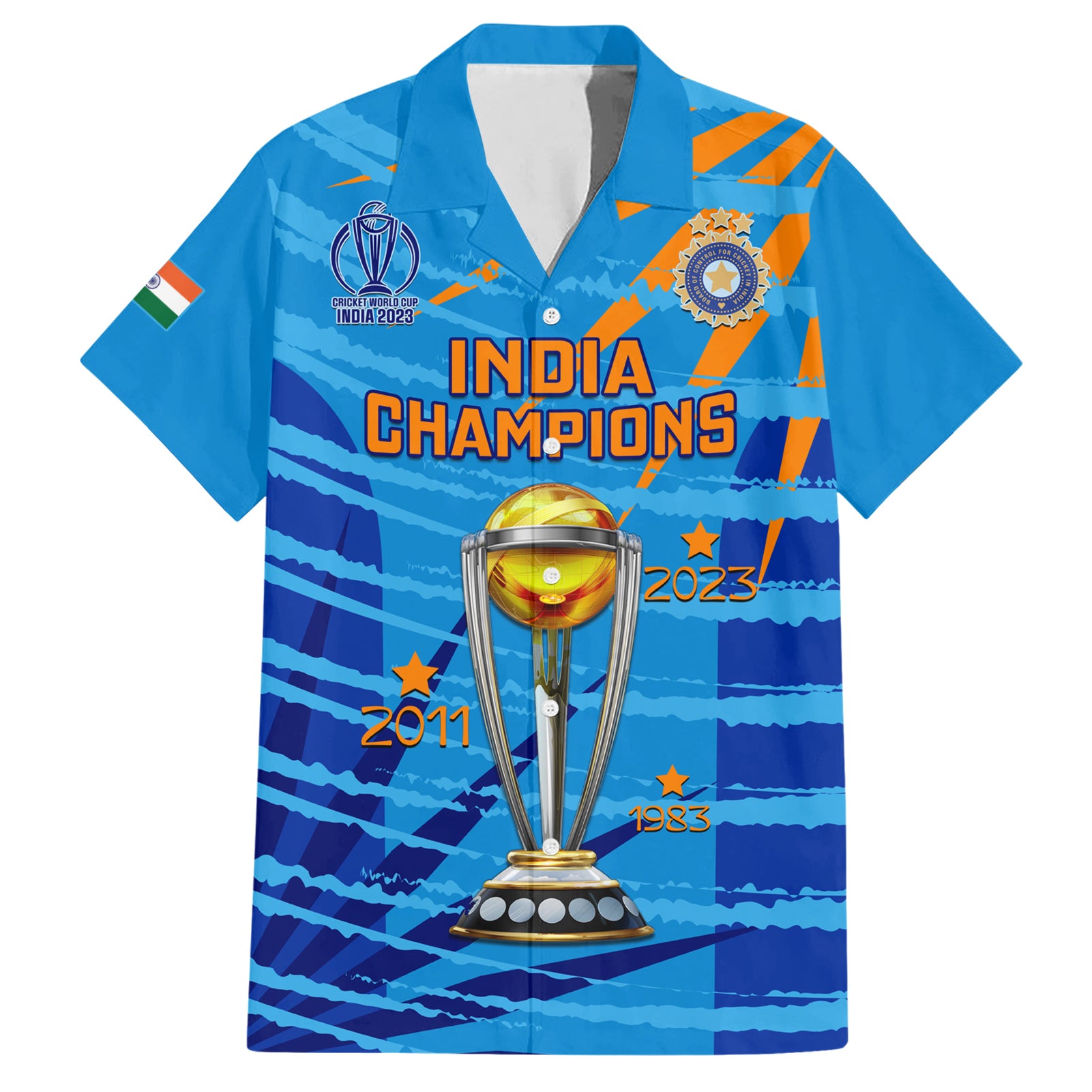 Custom India Cricket Hawaiian Shirt 2023 World Cup 3rd Champions Proud - Wonder Print Shop