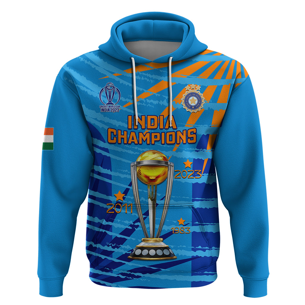 Custom India Cricket Hoodie 2023 World Cup 3rd Champions Proud - Wonder Print Shop