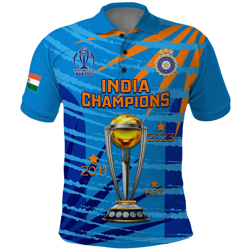 Custom India Cricket Polo Shirt 2023 World Cup 3rd Champions Proud - Wonder Print Shop