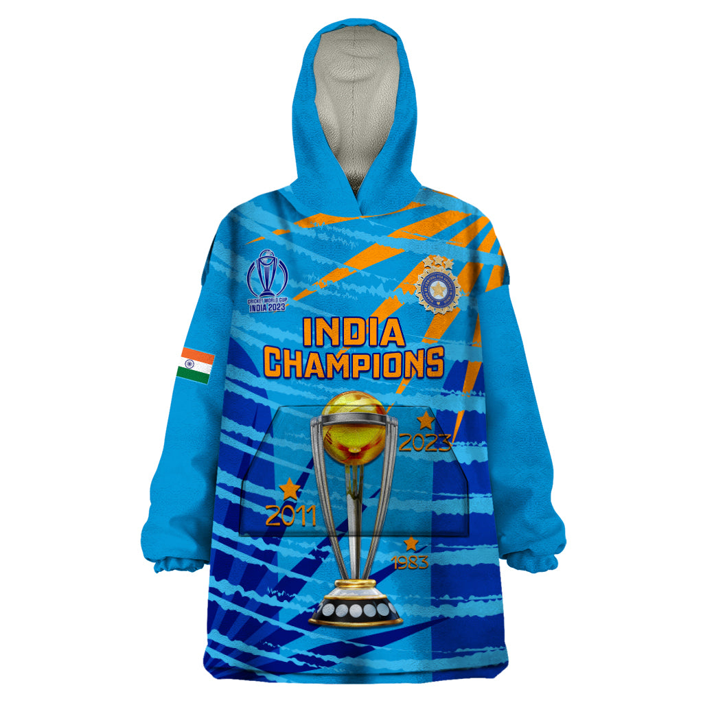 custom-india-cricket-wearable-blanket-hoodie-2023-world-cup-3rd-champions-proud