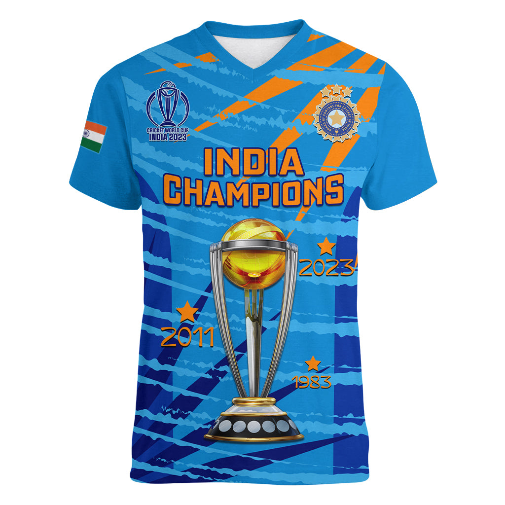 custom-india-cricket-women-v-neck-t-shirt-2023-world-cup-3rd-champions-proud