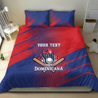 Red and blue baseball bedding set with two pillowcases and centered “DOMINICANA” emblem