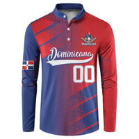 Red and navy button-up long-sleeve sweatshirt with Dominicana logo and number 00