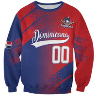 Red and navy crewneck sweatshirt with Dominican graphic and number 00 front print
