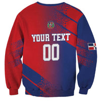 Red and navy crewneck sweatshirt with 'YOUR TEXT' and number 00 back print