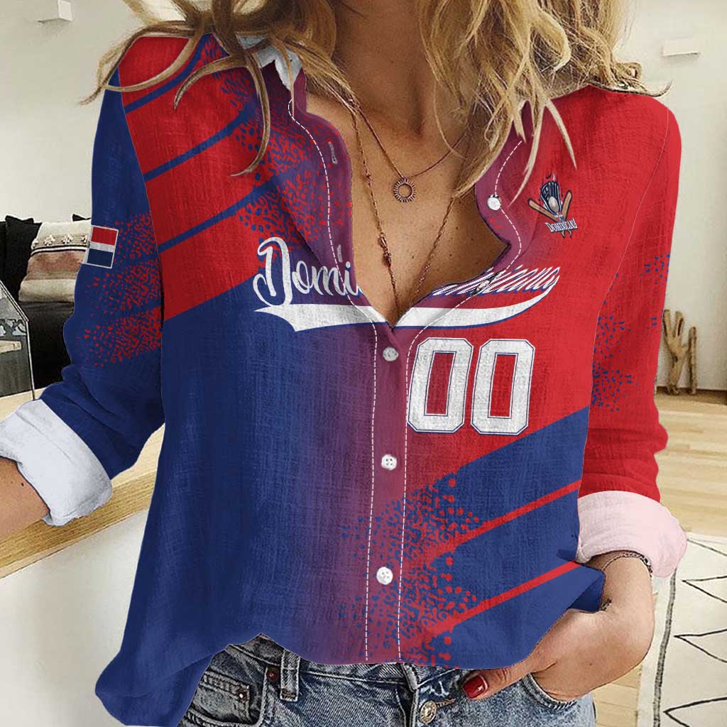 Custom Baseball Dominicana Women Casual Shirt Go Champions Grunge Style