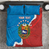 Venezuela-themed bedding set with blue and red flag design, coat-of-arms crest