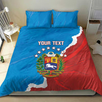 Venezuela flag duvet cover set with bold coat-of-arms crest and blue-red map shape