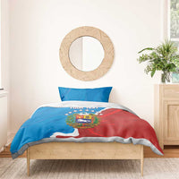 Venezuela flag bedding set with blue-red design, coat-of-arms crest, and “YOUR TEXT”