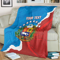 Custom Venezuela baseball blanket with 'Your Text' and crest, folded over lounge chair