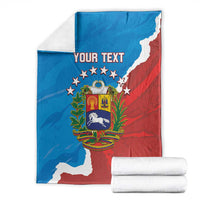 Custom Venezuela baseball blanket with 'Your Text' and crest, with rolled white towels