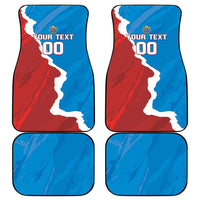 Set of four custom car mats with rounded edges in blue/red/white Venezuela map style