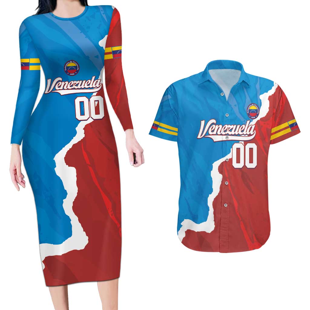 Custom Baseball Venezuela Couples Matching Long Sleeve Bodycon Dress and Hawaiian Shirt Go Champions Grunge Style - Wonder Print Shop