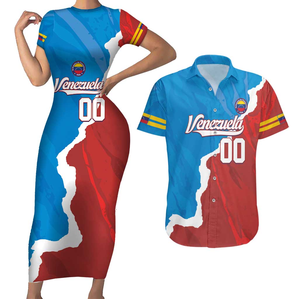 Custom Baseball Venezuela Couples Matching Short Sleeve Bodycon Dress and Hawaiian Shirt Go Champions Grunge Style - Wonder Print Shop