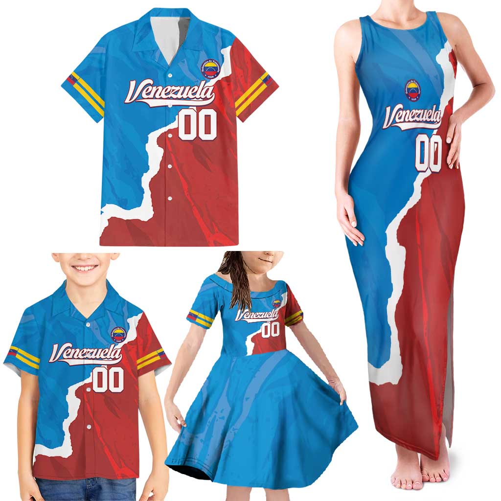 Custom Baseball Venezuela Family Matching Tank Maxi Dress and Hawaiian Shirt Go Champions Grunge Style - Wonder Print Shop