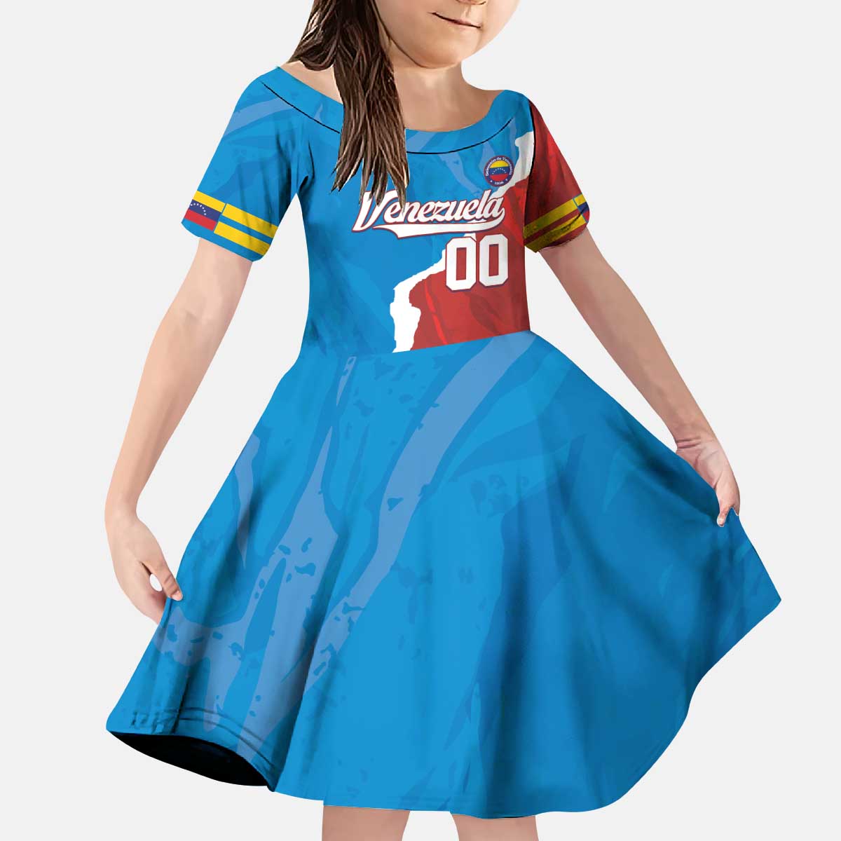 Custom Baseball Venezuela Kid Short Sleeve Dress Go Champions Grunge Style - Wonder Print Shop