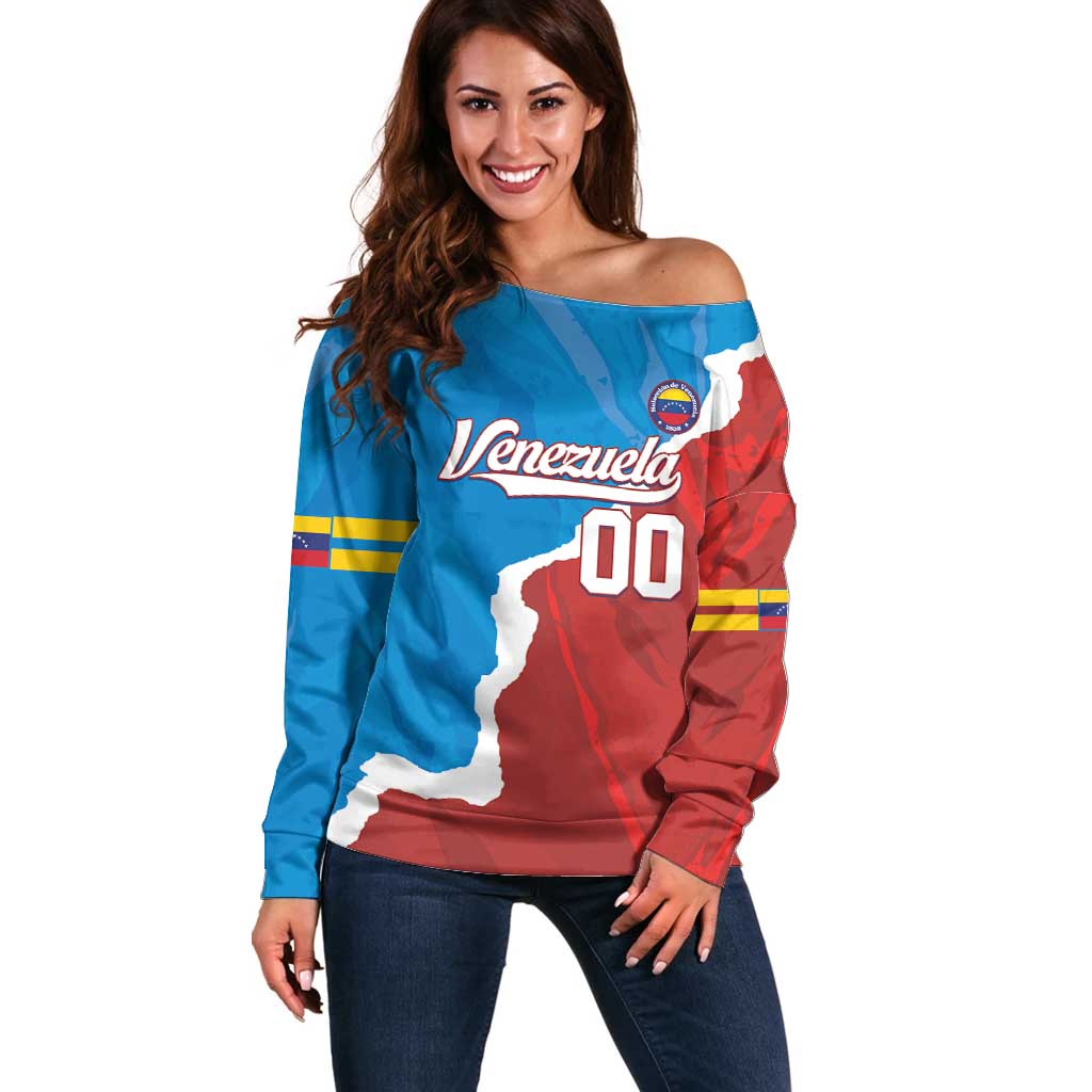 Custom Baseball Venezuela Off Shoulder Sweater Go Champions Grunge Style - Wonder Print Shop