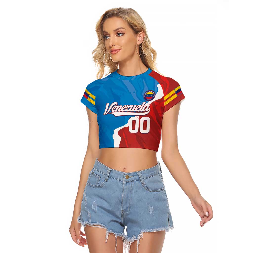 Custom Baseball Venezuela Raglan Cropped T Shirt Go Champions Grunge Style - Wonder Print Shop