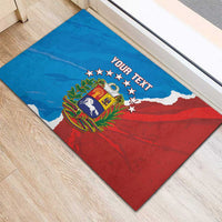Rectangular custom rubber doormat with Venezuela flag design, blue and red, YOUR TEXT