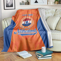 Orange and blue Netherlands custom baseball blanket with “Your Text” and logo design