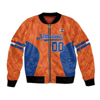 Orange blue bomber jacket with zipper, Netherlands graphic, number 00