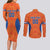 Custom Baseball Netherlands Couples Matching Long Sleeve Bodycon Dress and Long Sleeve Button Shirt Go Champions Sporty Style - Wonder Print Shop