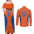 Custom Baseball Netherlands Couples Matching Off Shoulder Maxi Dress and Long Sleeve Button Shirt Go Champions Sporty Style - Wonder Print Shop