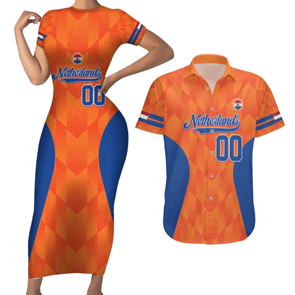 Custom Baseball Netherlands Couples Matching Short Sleeve Bodycon Dress and Hawaiian Shirt Go Champions Sporty Style - Wonder Print Shop