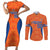 Custom Baseball Netherlands Couples Matching Short Sleeve Bodycon Dress and Long Sleeve Button Shirt Go Champions Sporty Style - Wonder Print Shop