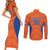 Custom Baseball Netherlands Couples Matching Short Sleeve Bodycon Dress and Long Sleeve Button Shirt Go Champions Sporty Style - Wonder Print Shop