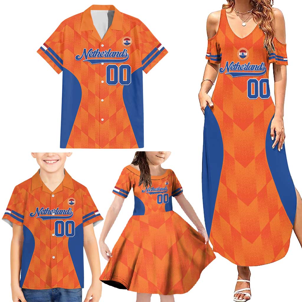 Custom Baseball Netherlands Family Matching Summer Maxi Dress and Hawaiian Shirt Go Champions Sporty Style - Wonder Print Shop