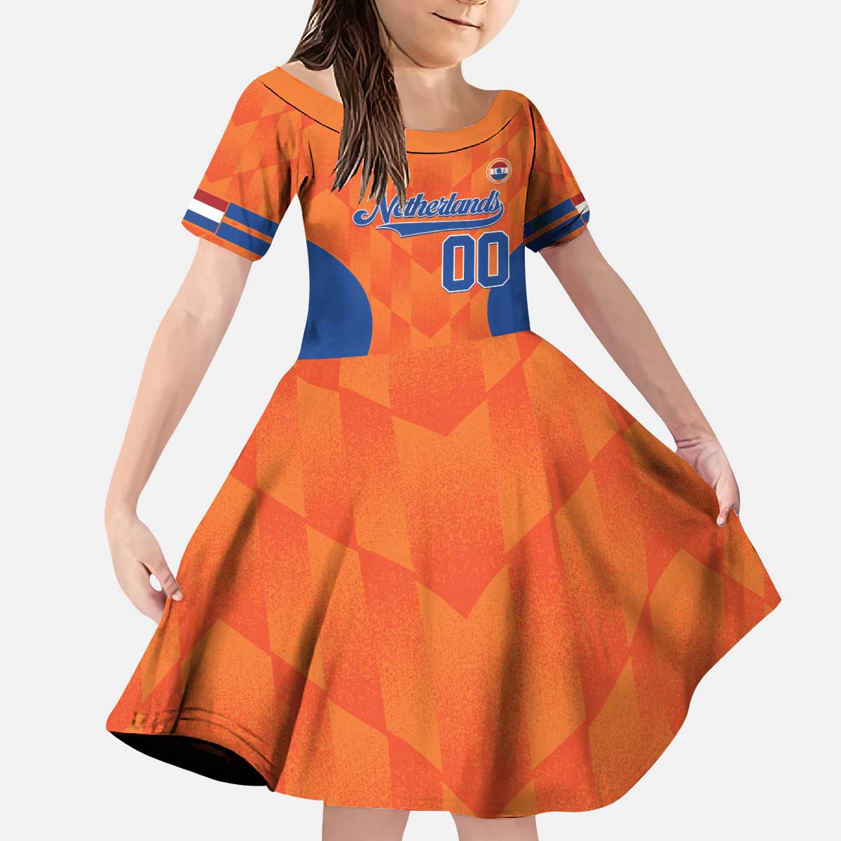 Custom Baseball Netherlands Kid Short Sleeve Dress Go Champions Sporty Style - Wonder Print Shop