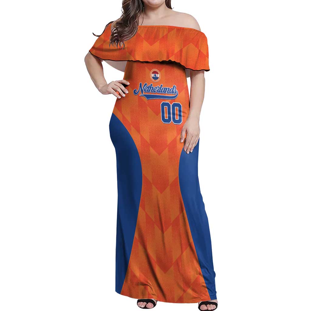 Custom Baseball Netherlands Off Shoulder Maxi Dress Go Champions Sporty Style - Wonder Print Shop