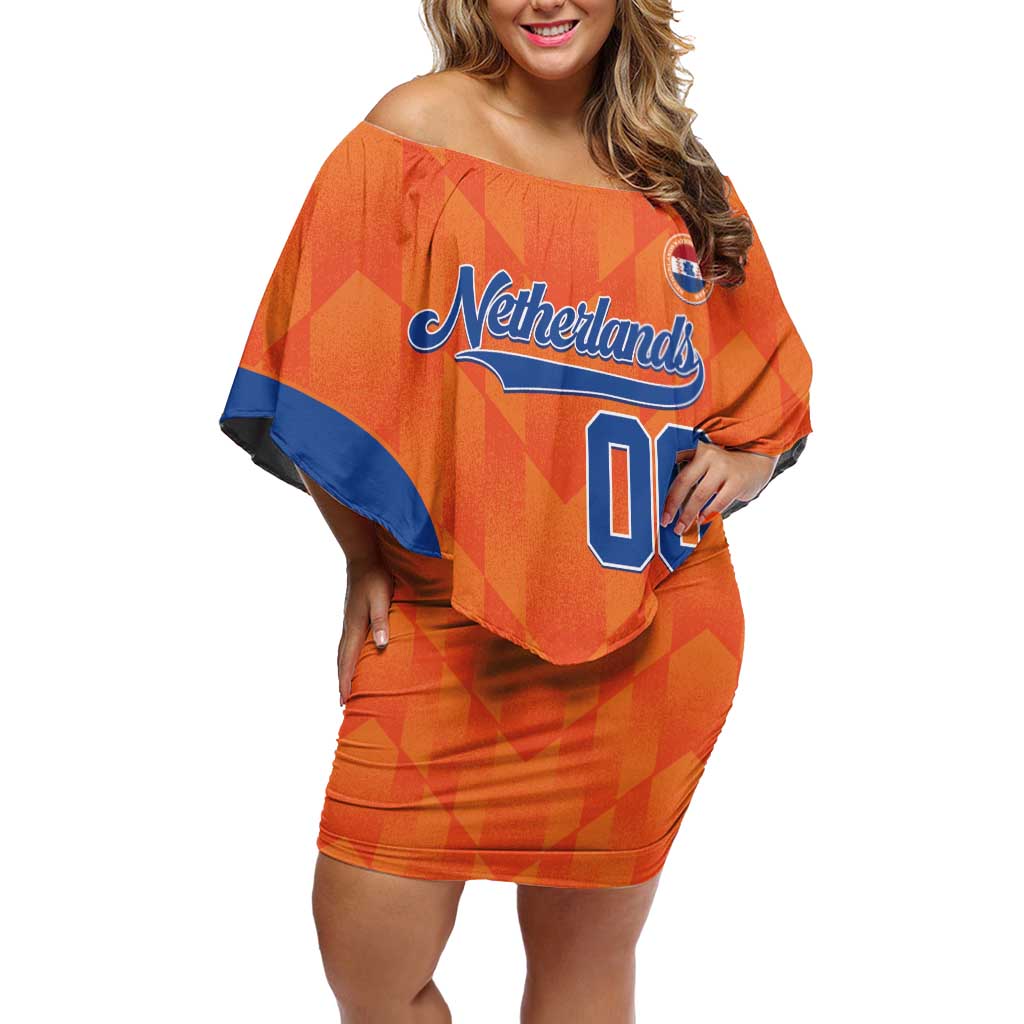 Custom Baseball Netherlands Off Shoulder Short Dress Go Champions Sporty Style - Wonder Print Shop