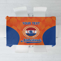 Netherlands baseball tablecloth with orange center and blue sides, “YOUR TEXT”