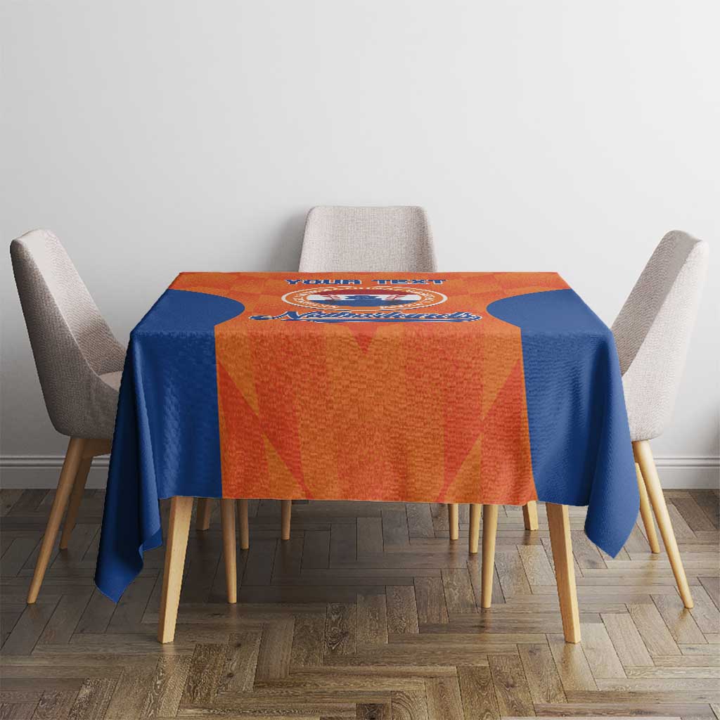 Orange and blue Netherlands baseball tablecloth with circular crest graphic