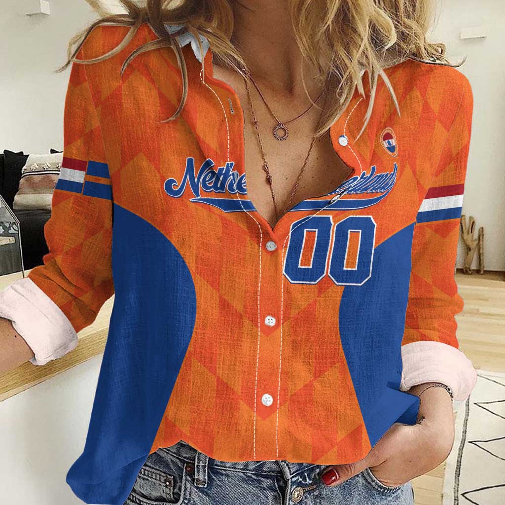 Custom Baseball Netherlands Women Casual Shirt Go Champions Sporty Style