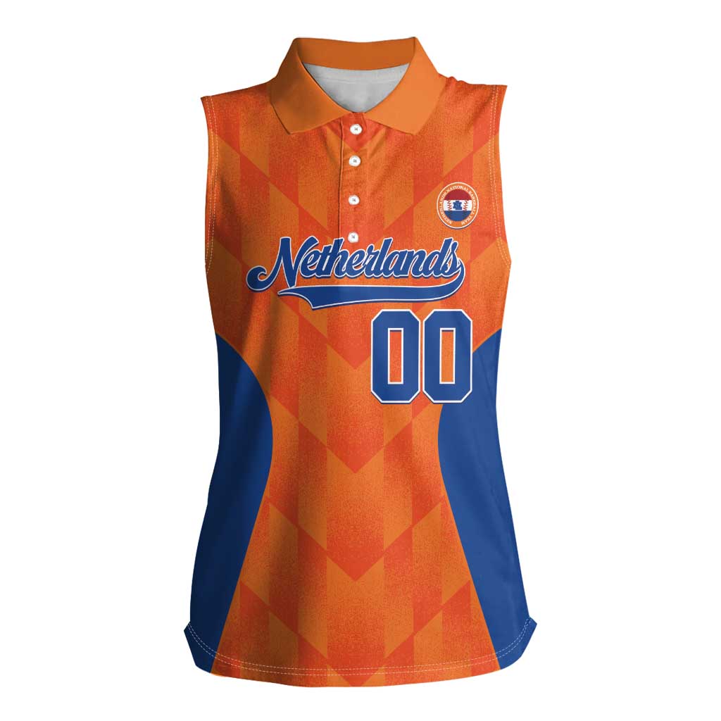 Custom Baseball Netherlands Women Sleeveless Polo Shirt Go Champions Sporty Style