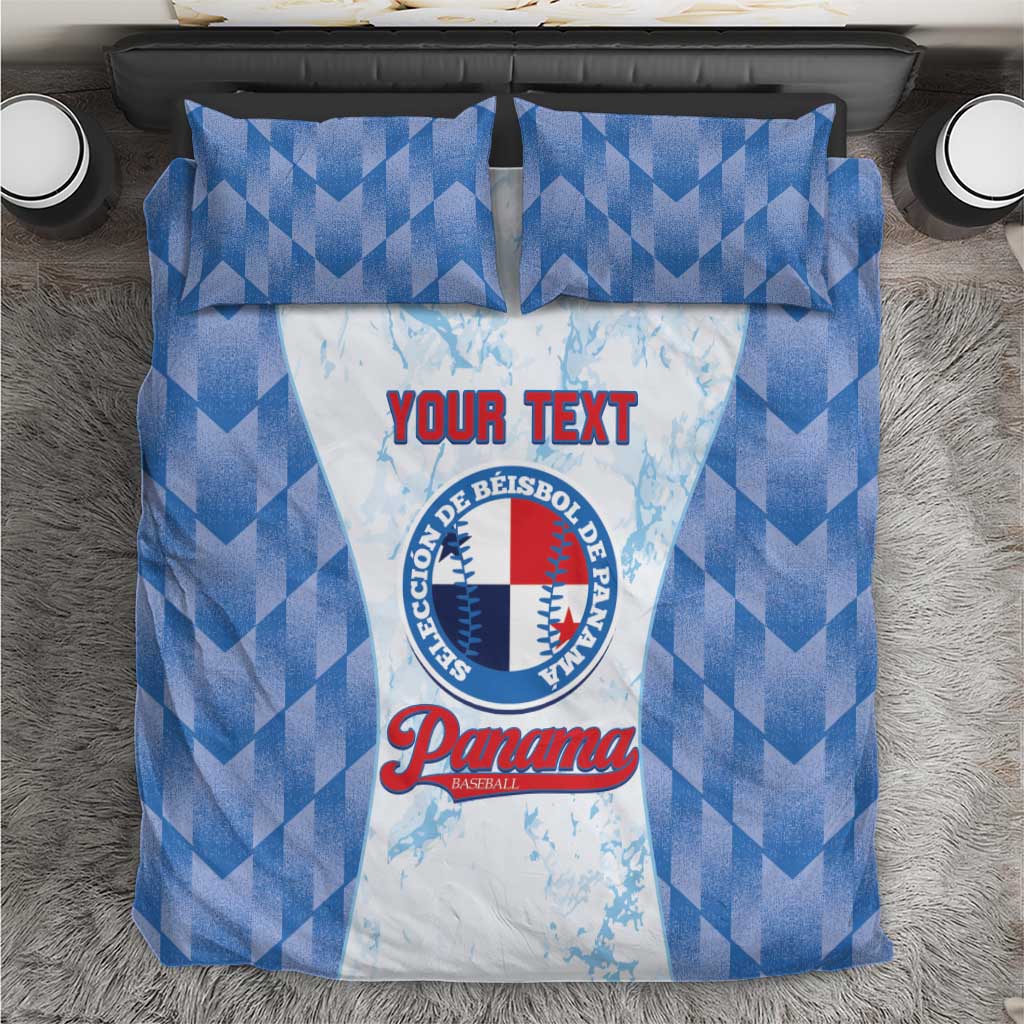 Blue baseball-themed bedding set with comforter, two pillow shams, and central logo