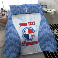 Blue baseball-themed bedding set with comforter, two pillow shams, and central logo