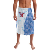 Custom graphic athletic skirt with elastic waistband, blue and white chevron pattern