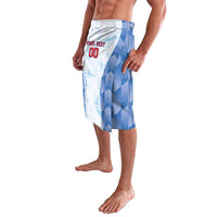 Custom graphic athletic skirt with side slit, blue and white chevron pattern
