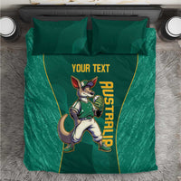 Green bedding set with kangaroo mascot and YOUR TEXT print